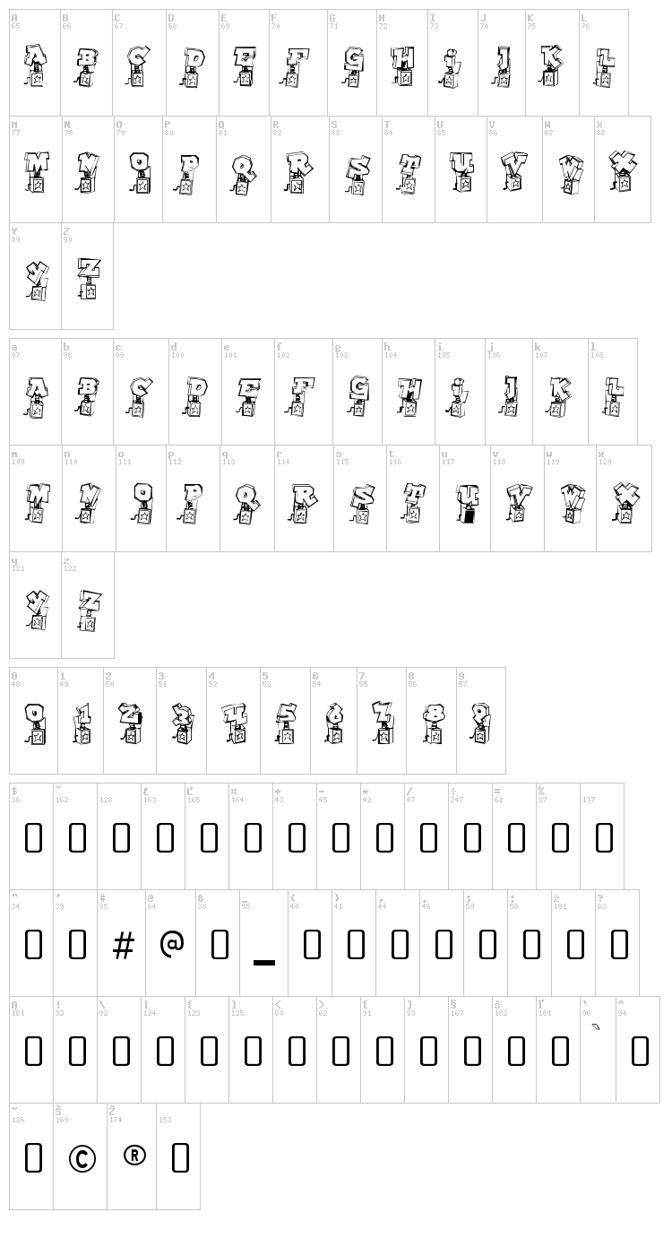 Pop Up Fontio font map
